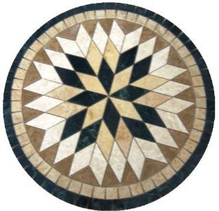 Tile Floor Medallion Marble Mosaic Multi Star Design 32"    