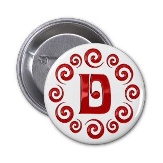 Monogram Letter D Red Button