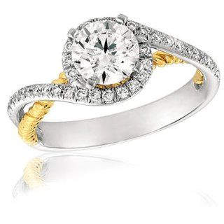 14K White Gold Contemporary Bypass Engagement Ring  Does not Include The Center Diamond Jewelry