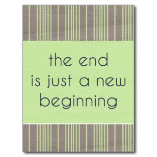 THE END IS JUST A NEW BEGINNING RETRO BROWN GREEN POSTCARDS