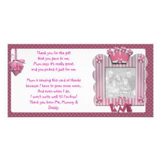 Pink candystripe frame Thank You Card baby Photo Card Template