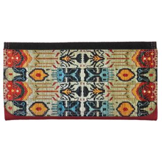 Ethnic Tribal Bohemian Handwoven Ikat Textile Asia Leather Wallet