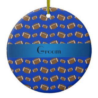 Groom gifts blue football pattern christmas ornaments