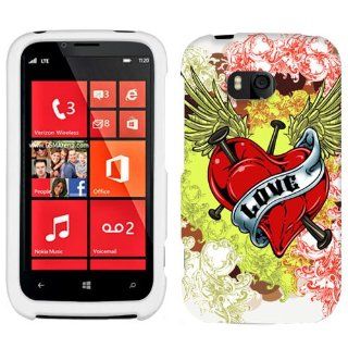 Nokia Lumia 822 Love Heart on White Cover Case Cell Phones & Accessories