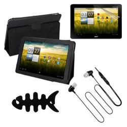 Skque Acer Iconia Tab A200 10.1 Leather Case/ Screen Protector/ Earphone Tablet PC Accessories
