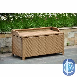 International Caravan Barcelona Resin Wicker/Aluminum Outdoor Storage Bench International Caravan Outdoor Benches