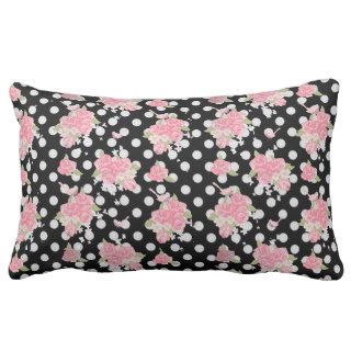 Vintage Trendy Pink Bird Roses White Polka Dots Pillows