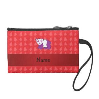 Personalized name panda red christmas trees change purse