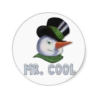 Mr. Cool   Snowman Round Sticker