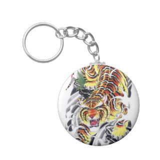 Japanese Tiger Tattoo Design Keychain