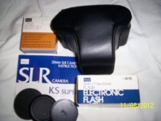  SLR 35MM "FILM" CAMERA (KS SUPER) MODEL#444.738400 WITH PK (PENTAX "K") MOUNT (EXTRA ACCESSORIES INCLUDEINSTRUCTION BOOKLET, LENS CAPS, CAMERA CASE WITH NECK STRAP, F2.0 LENS, LENS FILTER SET, AUTO 17 ELECTRONIC FLASH AND CAMERA/G