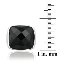 Glitzy Rocks Stainless Steel Bold Faceted Square Onyx Ring Glitzy Rocks Gemstone Rings