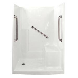 Ella Standard Plus 24 33 in. x 60 in. x 77 in. Low Threshold Shower Kit in White with Right Side Seat Position 6032 SH IS 3P 4.0 R WH SP24