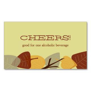 Modern scattered leaves autumn bar drink ticket business card template
