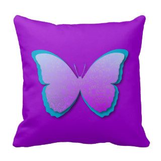 Purple/Teal Butterfly w/Damask Throw Pillows