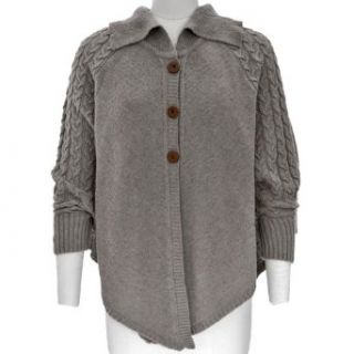 Luxury Divas Gray 3 Button Cable Knit Sweater Poncho Cardigan Size Small Grey Poncho For Women