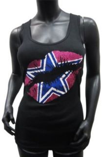 Dallas Cowboys Black Glittered Lips Womens Tank Top X Large  Sports Fan T Shirts  Clothing