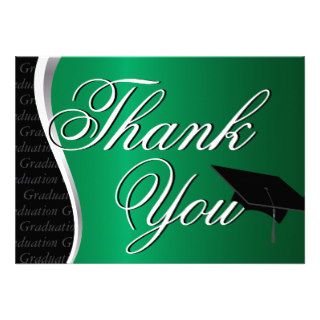 Green and Black Graduation Thank You Personalized Invite