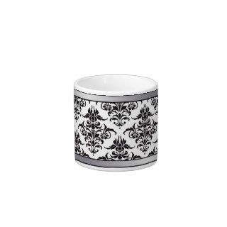 Elegant Black and White Damask espresso mug