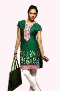 Jayayamala Women's Silk Cotton Tunic Color Flower Embroidered Top Tunic Shirts