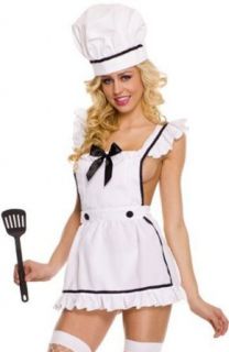ToBeInStyle Women's Chef Apron Costume w/ Accessories   One Size   White Adult Sized Costumes Clothing
