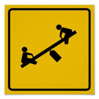 Playground Area Highway Sign Posters