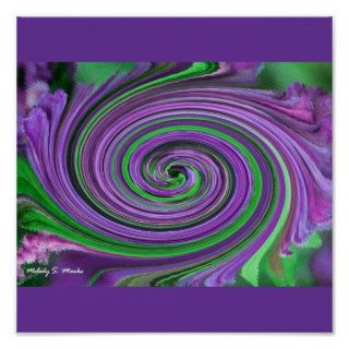 Colorful Abstract Art Purple & Green Swirl Poster