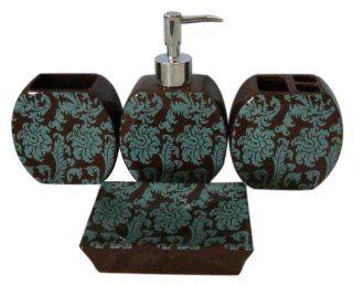 RT Designers Collection 4 Piece Ceramic Bathroom Set, Damask   Bathroom Accessory Sets