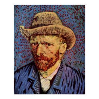 Self portrait with gray hat by Vincent van Gogh Poster