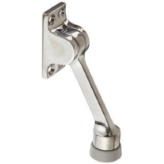Rockwood 461.26 Brass Kick Down Door Stop, #8 X 3/4" OH SMS Fastener, 3 5/8" Projection, 2 1/4" Base Width x 1 1/4" Base Length, Polished Chrome Plated Finish