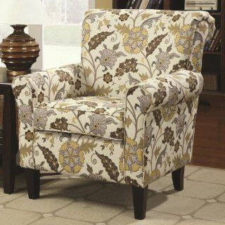 Rosalie Brown Floral Living Room Accent Chair   Living Room Furniture Sets