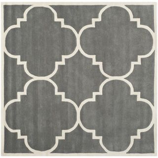 Handmade Moroccan Dark Grey Wool Rug with Cotton Canvas Backing (8'9 Square) Safavieh Round/Oval/Square