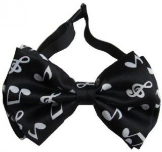 Black with White Music Notes Bow Tie at  Mens Clothing store