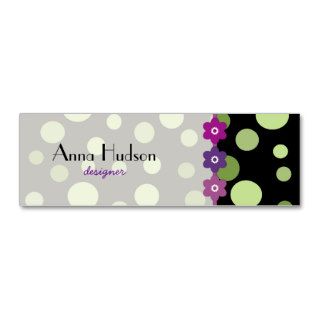 Artistic Abstract Retro Dots Spots Green Purple Business Card Template