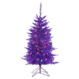 Sterling, Inc. 4 ft. Pre Lit Tiffany Purple Tinsel Artificial Christmas Tree with Purple Lights 6015 40PR