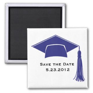 Save The Date Navy Blue Graduation Cap Refrigerator Magnet