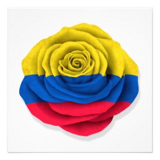 Colombian Rose Flag on White Personalized Invites