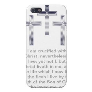 Three Silver Crosses with Scripture Phone Case Cover For iPhone 5