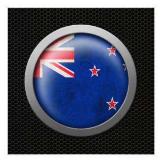 Steel Mesh New Zealand Flag Disc Graphic Custom Invitation