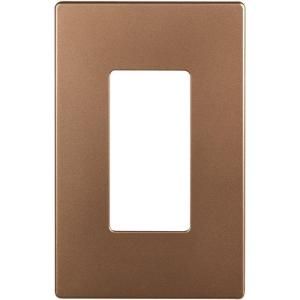 Cooper Wiring Devices 1 Gang Screwless Decorator Polycarbonate Wall Plate   Brushed Bronze PJS26BB SP L