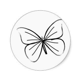 Simple Butterfly Line Drawing Round Sticker