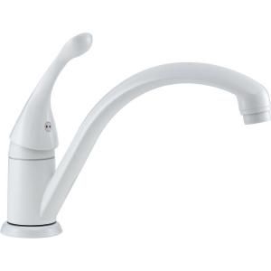 Delta Collins Lever Single Handle Kitchen Faucet in White Single Hole Installation 141 WH DST