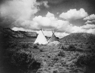 1909 photo Two Apache Indian teepees in a hilly landscape in Arizona Vintage g9  