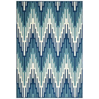 Indoor/Outdoor Blue Ikat Rug (2'3 x 4'6) Accent Rugs