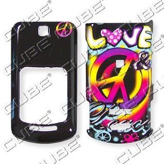 MOTOROLA VE465 Love Peace on Black Graffiti Design   Hard Case/Cover/Faceplate/Snap On/Housing Cell Phones & Accessories