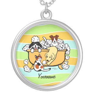 Personalized Bath Time Yellow Labrador Cartoon Custom Necklace