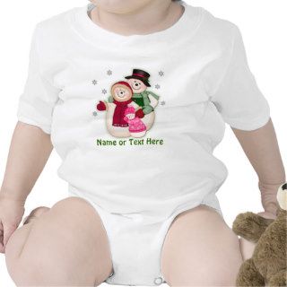 Frosty Snowman Family   Pink Tee Shirts