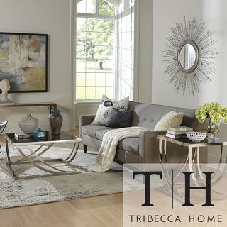 Tribecca Home Anson Steel Brushed Arch Curved Modern 3 piece Occasional Set Tribecca Home Coffee, Sofa & End Tables