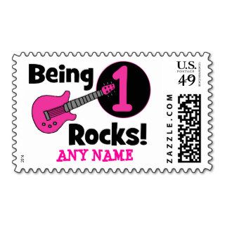 Being 1 Rocks with Pink Guitar Stamp