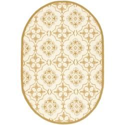 Hand hooked Chelsea Harmony Ivory Wool Rug (4'6 x 6'6 Oval) Safavieh Round/Oval/Square